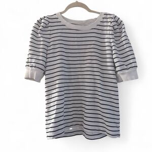 Puff Sleeve Black & White Stripe French Terry Top​